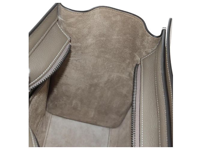 Céline CELINE Luggage Micro Shopper Handtasche aus Leder Grau Silber Authentisch 185329M Braun - Ansicht 24