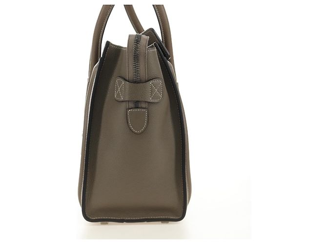 Céline CELINE Luggage Micro Shopper Handtasche aus Leder Grau Silber Authentisch 185329M Braun - Ansicht 3