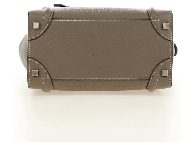 Céline CELINE Luggage Micro Shopper Handtasche aus Leder Grau Silber Authentisch 185329M Braun - Ansicht 5