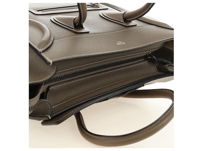 Céline CELINE Luggage Micro Shopper Handtasche aus Leder Grau Silber Authentisch 185329M Braun - Ansicht 6