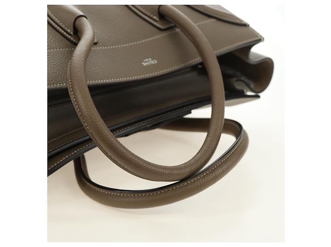 Céline CELINE Luggage Micro Shopper Handtasche aus Leder Grau Silber Authentisch 185329M Braun - Ansicht 7
