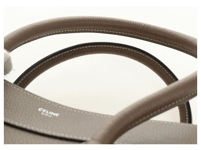 Céline CELINE Luggage Micro Shopper Handtasche aus Leder Grau Silber Authentisch 185329M Braun - Ansicht 8
