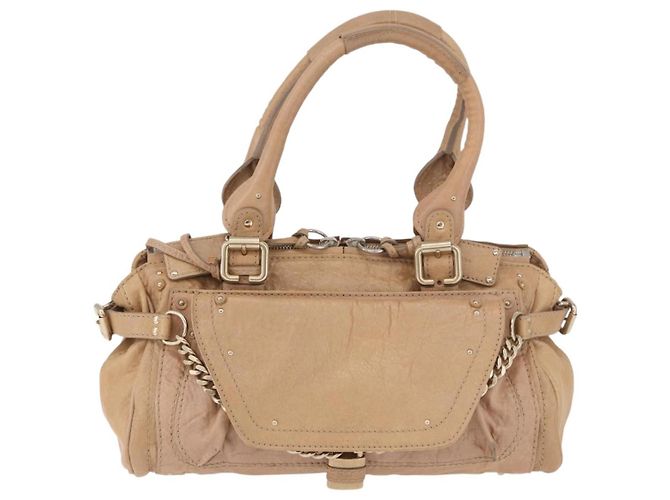 Chloé Borsa Chloe Paddington in Pelle Beige Oro Argento Auth 187513V D'oro - vista 13