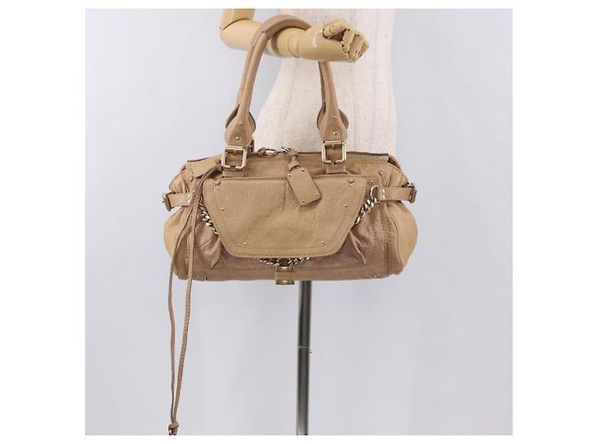 Chloé Borsa Chloe Paddington in Pelle Beige Oro Argento Auth 187513V D'oro - vista 26