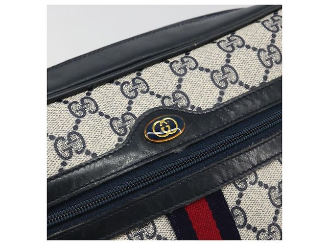 Borsa a Spalla GUCCI GG Supreme Sherry Line PVC Blu Navy Oro Auth 185719 D'oro - vista 18