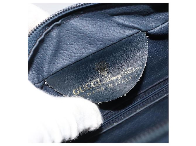 Borsa a Spalla GUCCI GG Supreme Sherry Line PVC Blu Navy Oro Auth 185719 D'oro - vista 20