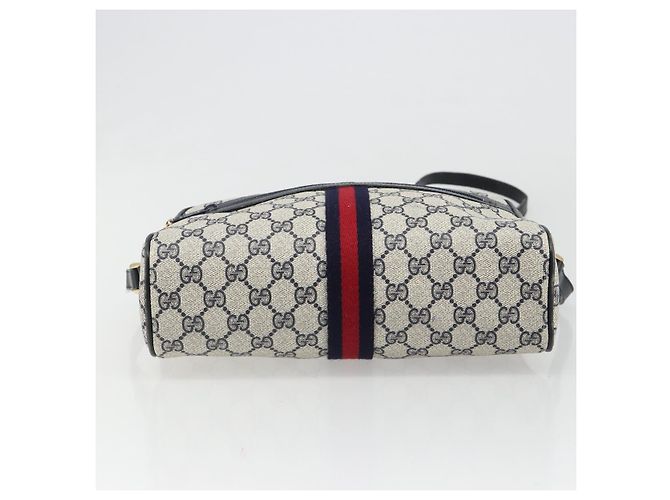 Borsa a Spalla GUCCI GG Supreme Sherry Line PVC Blu Navy Oro Auth 185719 D'oro - vista 5