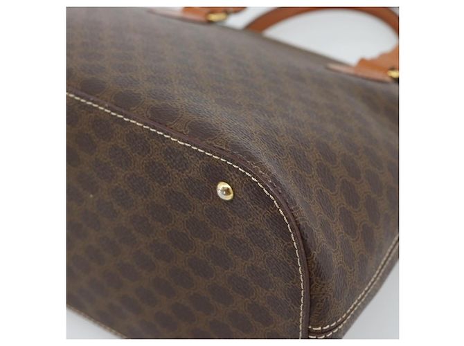 Céline Borsa CELINE Macadam Canvas PVC Pelle Marrone Oro Auth 187333A D'oro - vista 15