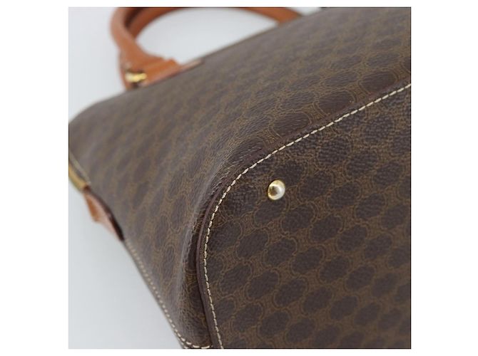 Céline Borsa CELINE Macadam Canvas PVC Pelle Marrone Oro Auth 187333A D'oro - vista 16