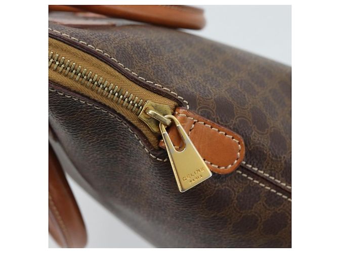 Céline Borsa CELINE Macadam Canvas PVC Pelle Marrone Oro Auth 187333A D'oro - vista 17