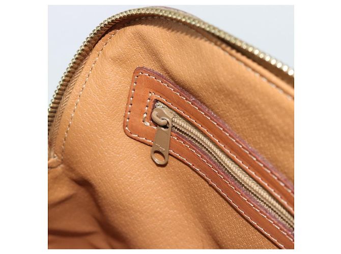 Céline Borsa CELINE Macadam Canvas PVC Pelle Marrone Oro Auth 187333A D'oro - vista 22