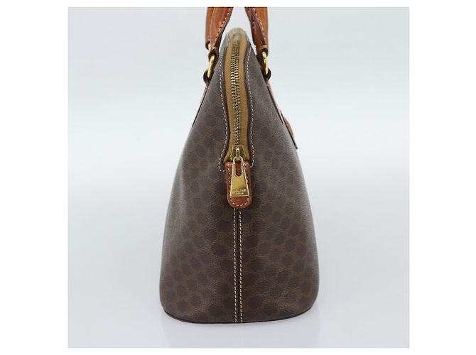 Céline Borsa CELINE Macadam Canvas PVC Pelle Marrone Oro Auth 187333A D'oro - vista 3