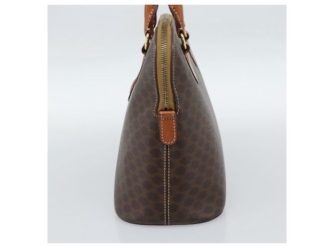 Céline Borsa CELINE Macadam Canvas PVC Pelle Marrone Oro Auth 187333A D'oro - vista 4