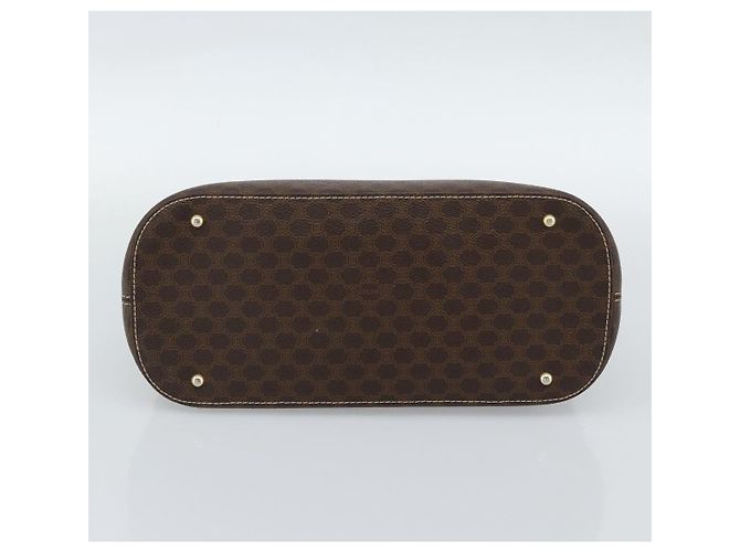 Céline Borsa CELINE Macadam Canvas PVC Pelle Marrone Oro Auth 187333A D'oro - vista 5