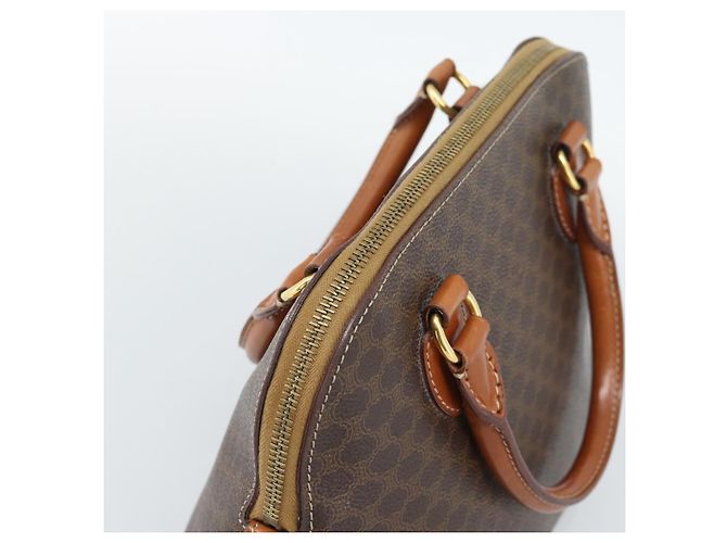 Céline Borsa CELINE Macadam Canvas PVC Pelle Marrone Oro Auth 187333A D'oro - vista 6