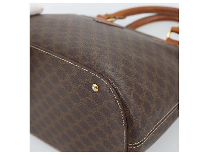 Céline Borsa CELINE Macadam Canvas PVC Pelle Marrone Oro Auth 187333A D'oro - vista 9