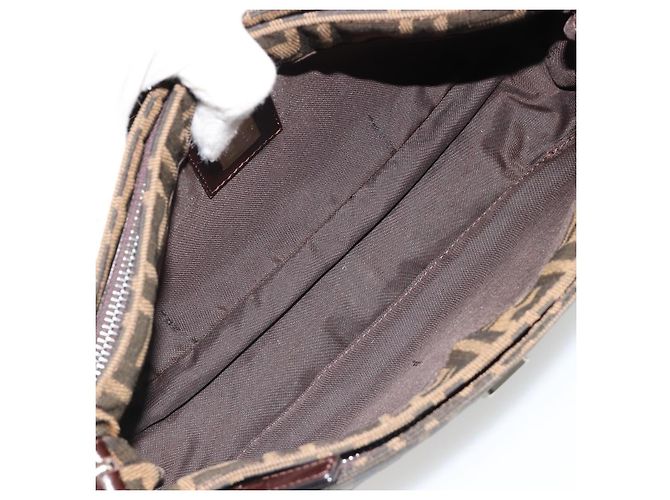 FENDI Zucca Canvas Mamma Baguette Shoulder Bag Black Brown Auth 186900SAM Marrone Nero - vista 10