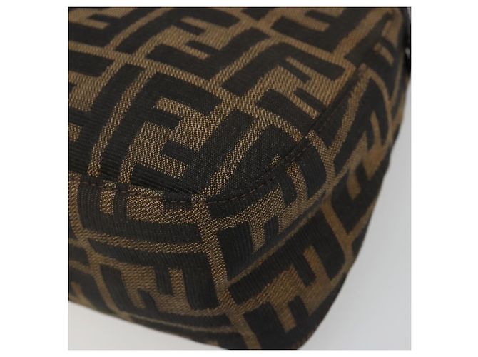 FENDI Zucca Canvas Mamma Baguette Shoulder Bag Black Brown Auth 186900SAM Marrone Nero - vista 14