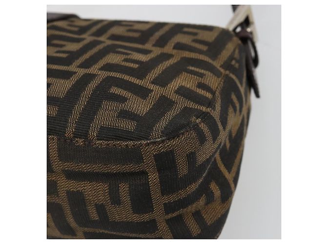 FENDI Zucca Canvas Mamma Baguette Shoulder Bag Black Brown Auth 186900SAM Marrone Nero - vista 16