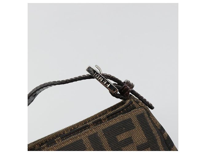 FENDI Zucca Canvas Mamma Baguette Shoulder Bag Black Brown Auth 186900SAM Marrone Nero - vista 18