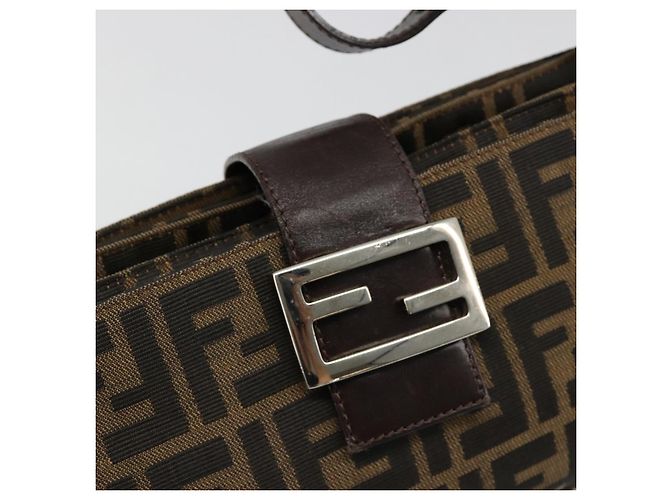 FENDI Zucca Canvas Mamma Baguette Shoulder Bag Black Brown Auth 186900SAM Marrone Nero - vista 19