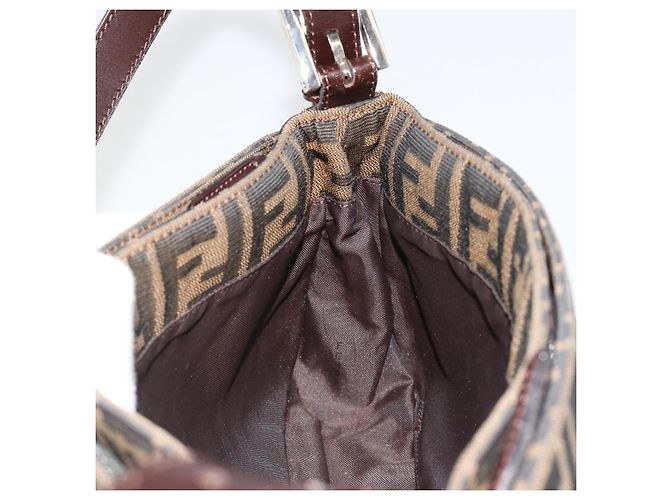 FENDI Zucca Canvas Mamma Baguette Shoulder Bag Black Brown Auth 186900SAM Marrone Nero - vista 21