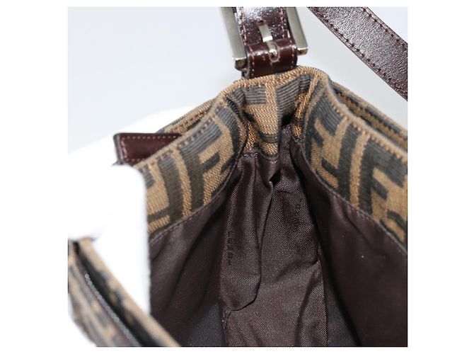 FENDI Zucca Canvas Mamma Baguette Shoulder Bag Black Brown Auth 186900SAM Marrone Nero - vista 22