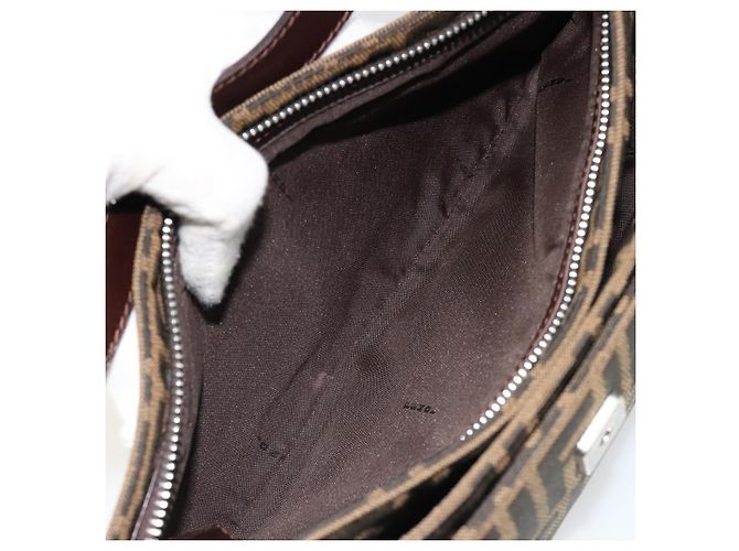 FENDI Zucca Canvas Mamma Baguette Shoulder Bag Black Brown Auth 186900SAM Marrone Nero - vista 24