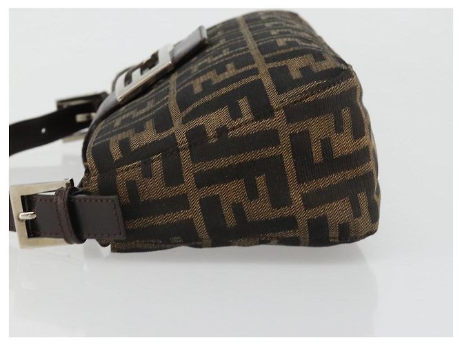 FENDI Zucca Canvas Mamma Baguette Shoulder Bag Black Brown Auth 186900SAM Marrone Nero - vista 4