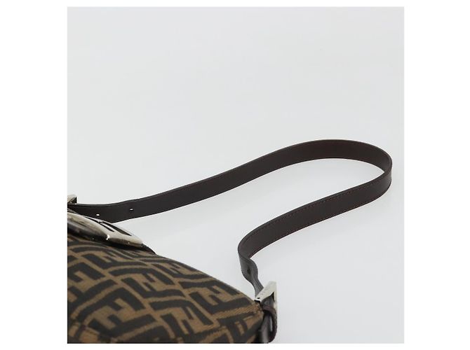 FENDI Zucca Canvas Mamma Baguette Shoulder Bag Black Brown Auth 186900SAM Marrone Nero - vista 8