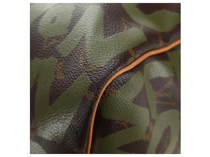 LOUIS VUITTON Monogram Graffiti Keepall 50 Borsa Boston Khaki M92196 Auth 184999SV Cachi - vista 15