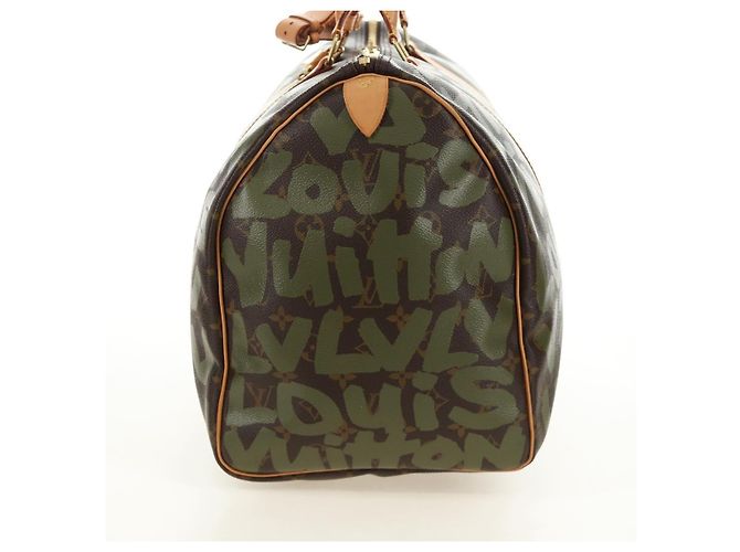 LOUIS VUITTON Monogram Graffiti Keepall 50 Borsa Boston Khaki M92196 Auth 184999SV Cachi - vista 4
