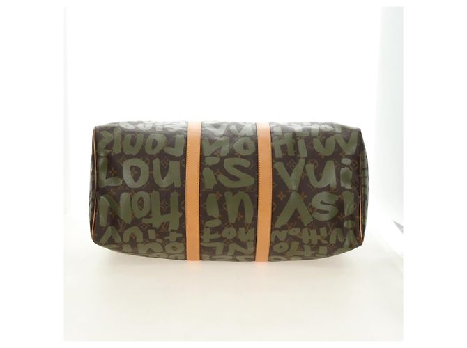 LOUIS VUITTON Monogram Graffiti Keepall 50 Borsa Boston Khaki M92196 Auth 184999SV Cachi - vista 6