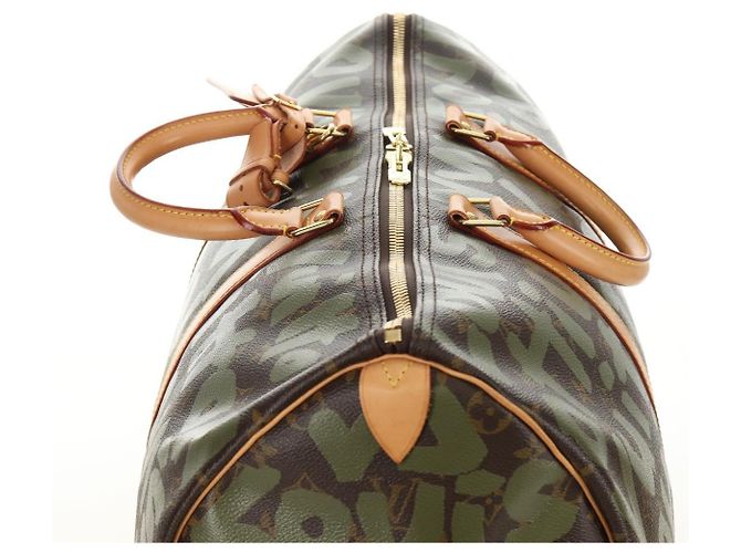 LOUIS VUITTON Monogram Graffiti Keepall 50 Borsa Boston Khaki M92196 Auth 184999SV Cachi - vista 7