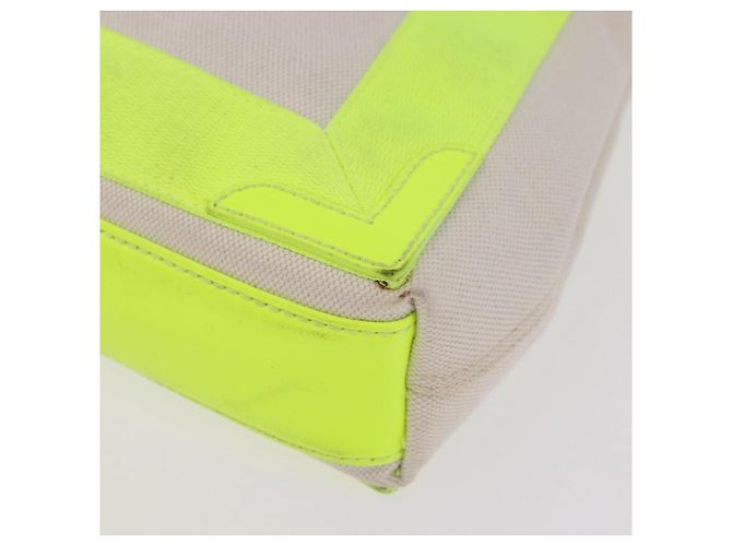 BALENCIAGA Borsa Cabas Navy XS in tela Giallo Argento Auth 186872 - vista 14