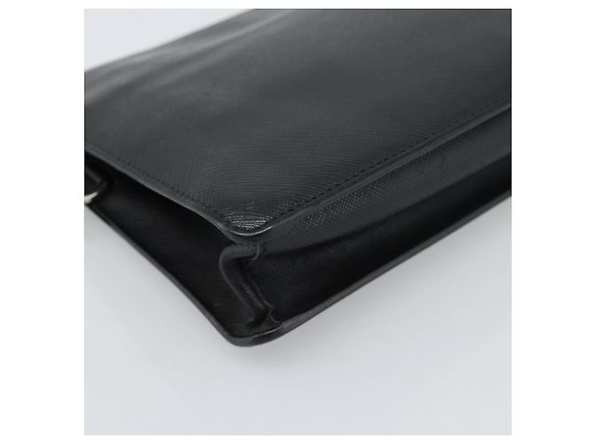 Clutch PRADA in pelle nera con dettagli argento Auth ka4774 Nero - vista 14