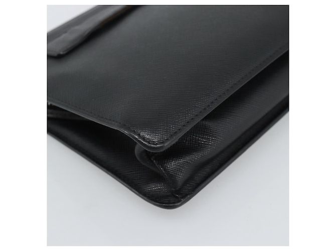 Clutch PRADA in pelle nera con dettagli argento Auth ka4774 Nero - vista 16