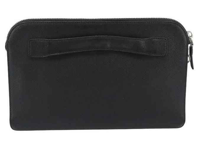 Clutch PRADA in pelle nera con dettagli argento Auth ka4774 Nero - vista 2