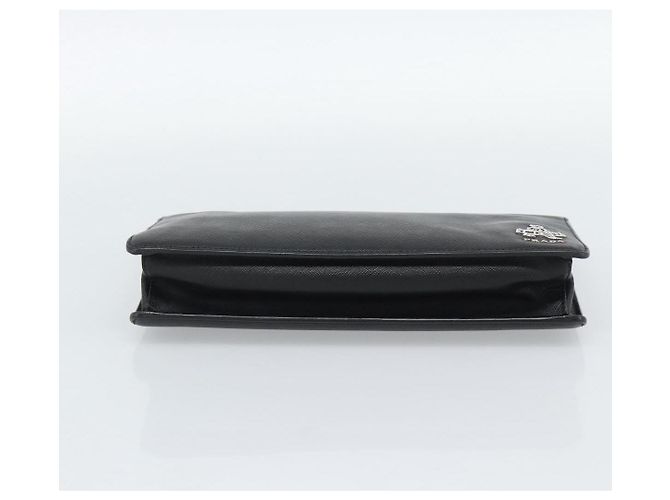Clutch PRADA in pelle nera con dettagli argento Auth ka4774 Nero - vista 6