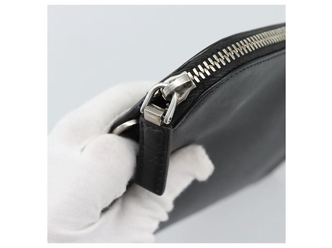 Clutch PRADA in pelle nera con dettagli argento Auth ka4774 Nero - vista 9