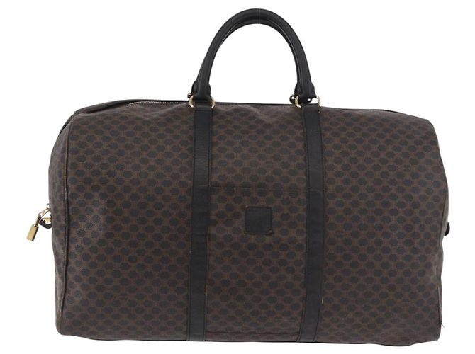 Céline Borsa Boston CELINE in tela Macadam PVC Pelle Nera Oro Auth 183367 Nero D'oro - vista 13