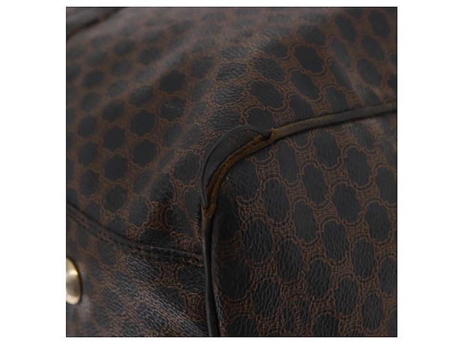 Céline Borsa Boston CELINE in tela Macadam PVC Pelle Nera Oro Auth 183367 Nero D'oro - vista 14