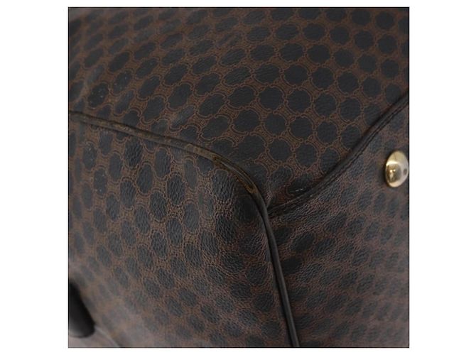 Céline Borsa Boston CELINE in tela Macadam PVC Pelle Nera Oro Auth 183367 Nero D'oro - vista 15