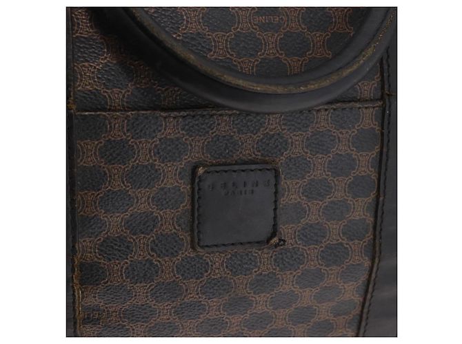 Céline Borsa Boston CELINE in tela Macadam PVC Pelle Nera Oro Auth 183367 Nero D'oro - vista 18
