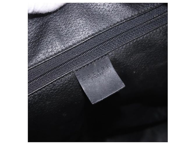 Céline Borsa Boston CELINE in tela Macadam PVC Pelle Nera Oro Auth 183367 Nero D'oro - vista 19
