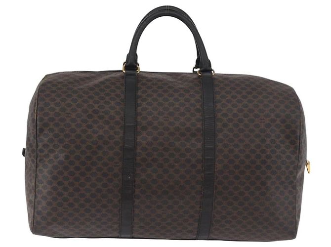Céline Borsa Boston CELINE in tela Macadam PVC Pelle Nera Oro Auth 183367 Nero D'oro - vista 2