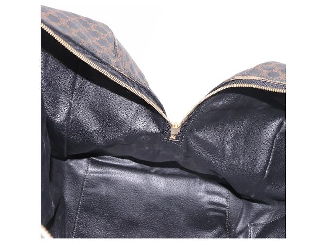 Céline Borsa Boston CELINE in tela Macadam PVC Pelle Nera Oro Auth 183367 Nero D'oro - vista 20