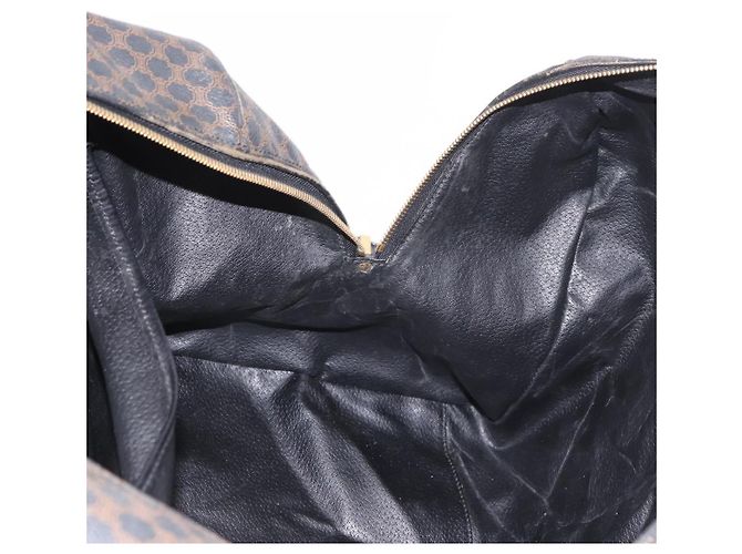 Céline Borsa Boston CELINE in tela Macadam PVC Pelle Nera Oro Auth 183367 Nero D'oro - vista 21