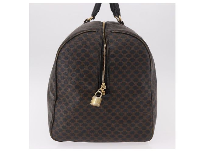 Céline Borsa Boston CELINE in tela Macadam PVC Pelle Nera Oro Auth 183367 Nero D'oro - vista 4