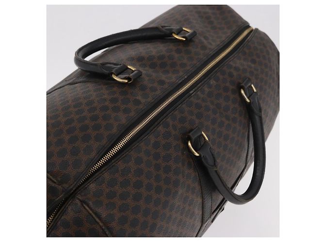 Céline Borsa Boston CELINE in tela Macadam PVC Pelle Nera Oro Auth 183367 Nero D'oro - vista 6
